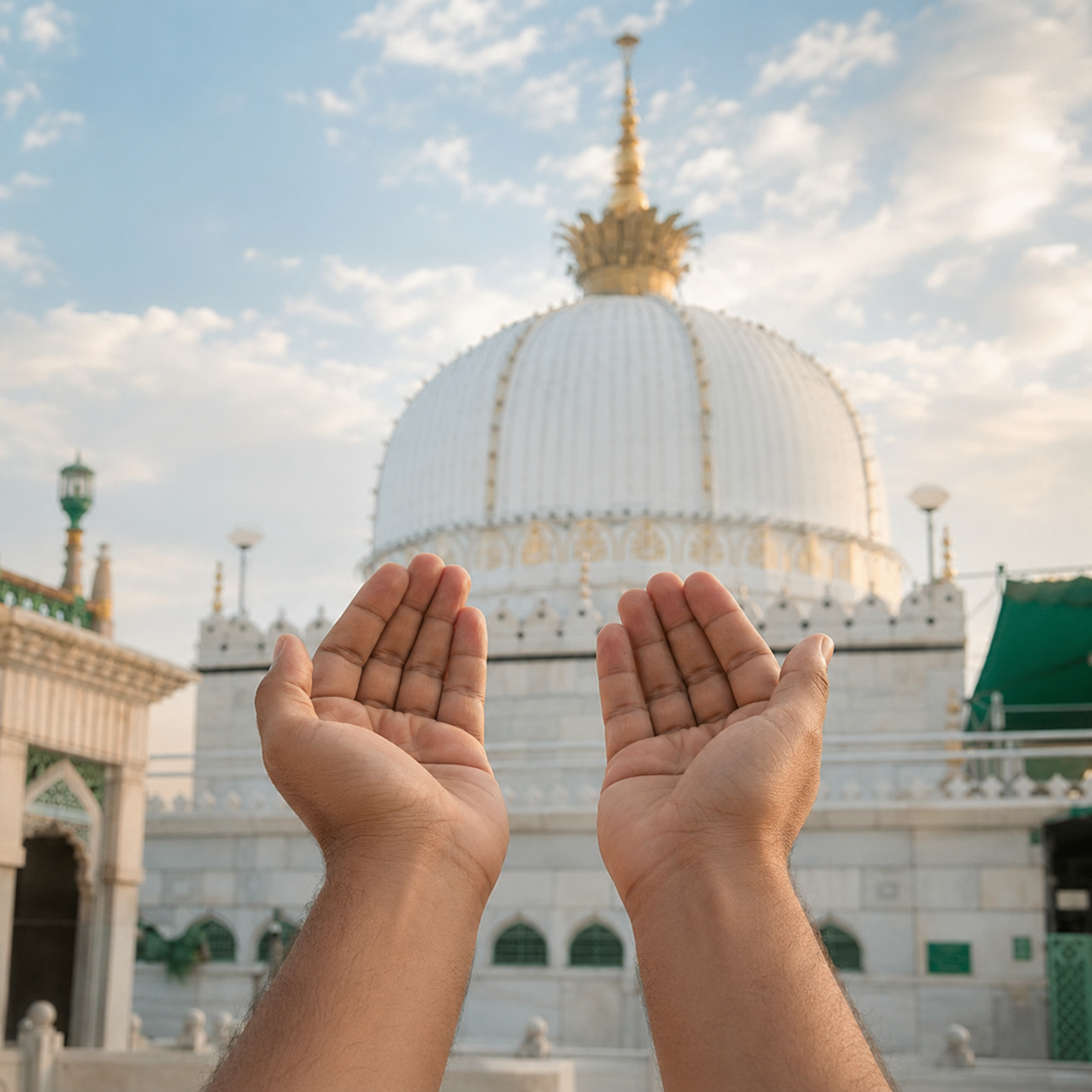Green dome prayer service symbol
